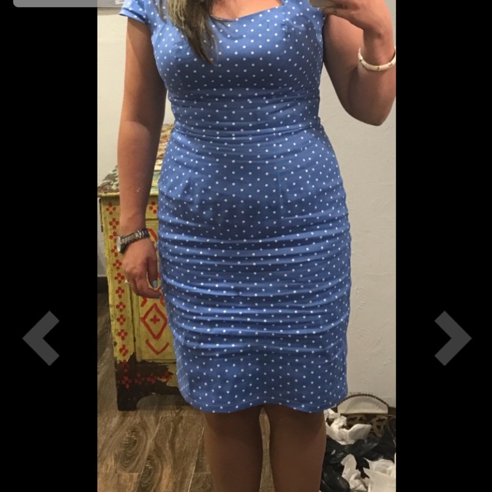 Rockabilly Retro Polkadot Fitted Spring Dress Sz M